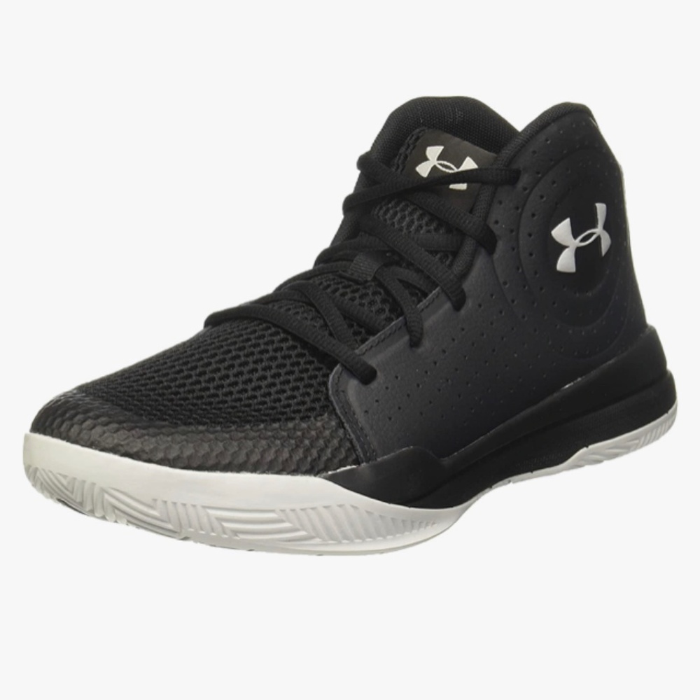 Black and white under armor basketball sneakers